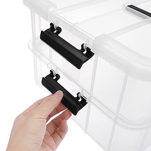 BTSKY 2 Layer Stack & Carry Box, Plastic Storage Container Box with Lid - color: Black