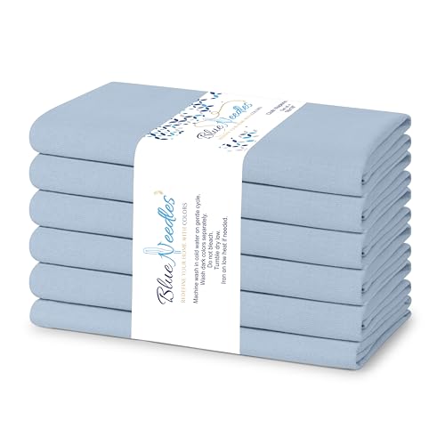 Blue Needles Solid Cloth Napkins 100% Cotton Set of 6-18 x 18 Inches - color: Ice Blue, size: 18" x 18" (Set of 6)
