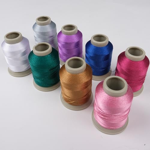 Mixed Color Embroidery Thread Set of 8 | 102 | 3325 | 9764 | 8036 | 9048 | 9139 | 8623 | White | 15 Gr Polyester Embroidery Machine Thread (8, Dark Patel Colors) - color: Dark patel colors