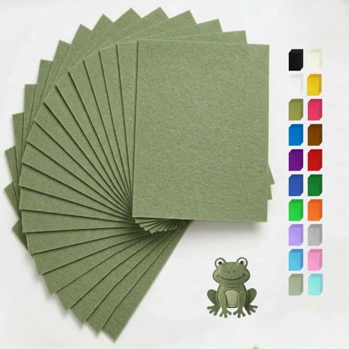 Sage Green Felt Fabric Sheets Stiff 20 Pcs 8" X 12" 1mm Thick - color: Sage Green
