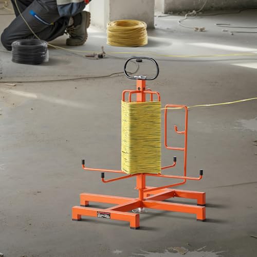 VEVOR Cable Dispenser, Floor or Stud Mounted, Wire Spool Rack, Portable Wire Rack Dispenser with Anti-Slip Metal Handle for Wiring Transport, Swivel Eyelet, for Electrical, Industrial and Retail Use - style: Wire Dispenser