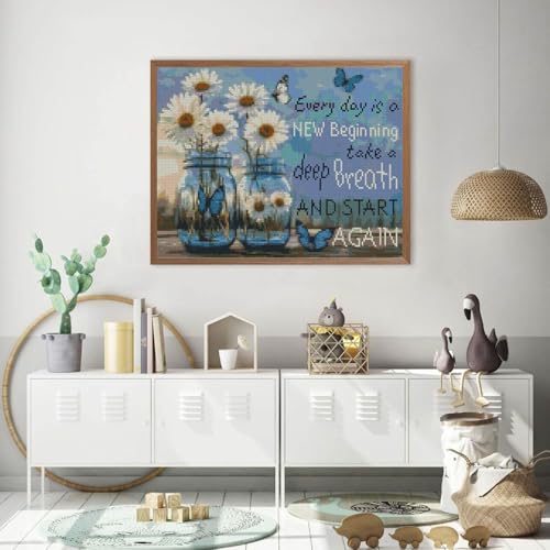 Flower Stamped Cross Stitch Kits Cross Stitch Patterns，Dimensions Cross Stitch Kits Embroidery Kit Arts and Crafts for Beginners 15.7x11.8 inch - color: D042