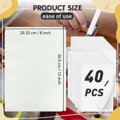 Iron On Adhesive Sheets 40PCS, Heavy Weight Double-Sided Heat Melt Fabric Glue Sheet, A4 Size Fusible Adhesive Sheets, Press-on Patch Iron On Tape, Fusible Interfacing for Sewing, Heat and Bond - size: 40-PACK