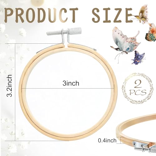 2 Pack Embroidery Hoops, 3 Inch Round Embroidery Hoops, Natural Wood Cross Stitch Hoop with Adjustable Screw for Friendly Embroidery, Cross Stitch, Craft & Beginner, and DIY Decoration - style: 3 Inch