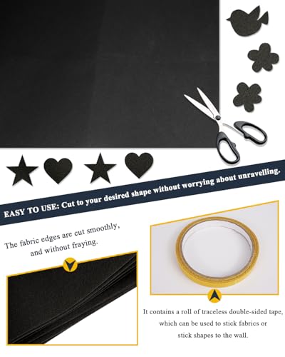 Black Felt Fabric 72" x 18", Large Stiff Craft Felt Sheet by The Yard - color: Black, size: 72" X 18" (0.5 Yard)