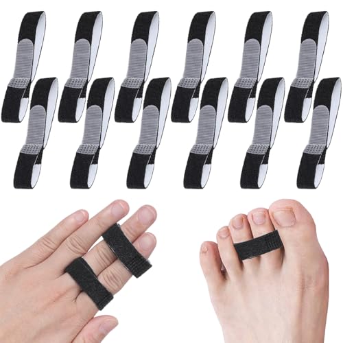 Finger Buddy Straps, 12PCS Finger Buddy Tape Straps Loops, Black - color: Black