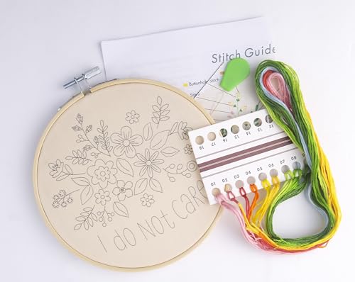 FUNATIC I Do Not Care Funny Embroidery Kit for Adults - color: I Do Not Care