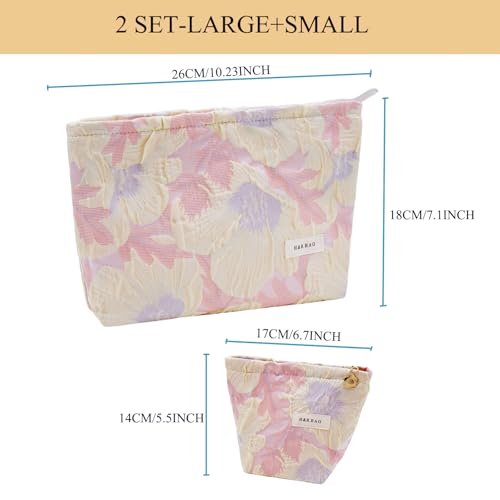 getgto 2 Pcs Makeup Bags, Large Cosmetic Bag Travel Toiletry Bag - color: B light pink