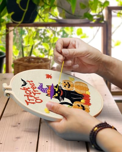 TINDTOP Halloween Embroidery Kit for Adult, Embroidery Stitch Practice kit - color: Halloween 3 Kits B