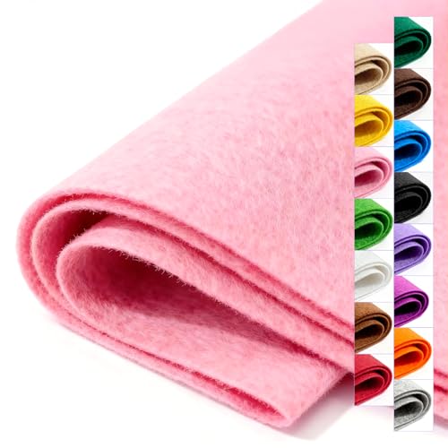 Pink Stiff Felt Sheet 36'' X 36'', 1mm Large Felt Fabric Sheet for Crafts - color: Pink