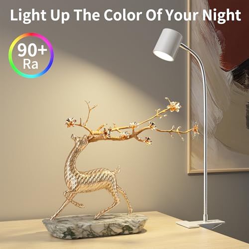 Dott Arts Desk Lamp,USB Clip On Light with 3 Color Modes,LED Reading Lamp - color: White