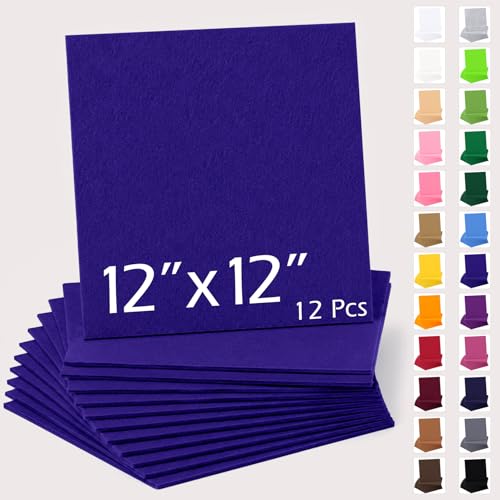 12" x 12" Felt Sheets for Crafts, 2mm Stiff Felt Fabric (12 Pcs), Navy Blue - color: Navy Blue