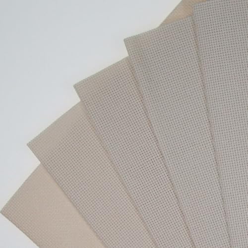 KCS 4/6 pc of 12" x 18"(30cmx45cm) 18CT Counted Cotton Aida Cloth Cross Stitch Fabric (6 pc, Ecru) - color: Ecru, size: 6 pc