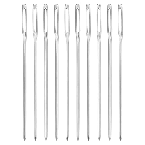 uxcell 60 Pcs Large Eye Sewing Needles, 2.05 Inch 1.25mm High Carbon Iron Embroidery Thread Needle Sewing Blunt Needle Knitting Needles for Hand Sewing Art Crafts, Silver - size: 52mm, 1.25mm