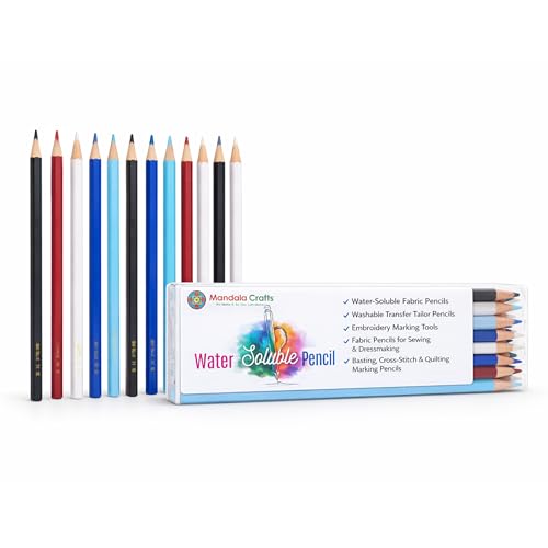 Mandala Crafts Assorted Water Soluble Fabric Pencils for Sewing Quilting - color: Assorted Color