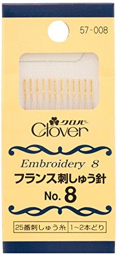 Clover French Embroidery Needles No.8 12 Count 57-008 Silver - style: No.8