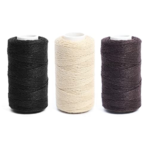 Ryalan Weaving Needle Combo Deal 3 Thread with Needle for Making Wig Sewing Hair Weft Hair Weave Big Medium and Small C Shape Curved Needle with J I Needle (10 Needle, 3 Thread Black, Brown, Blonde) - color: Black Brown Blonde