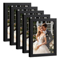 HappyHapi 4x6 Picture Frame Set of 5, Wall or Tabletop Display, Black - color: Black, size: 4x6