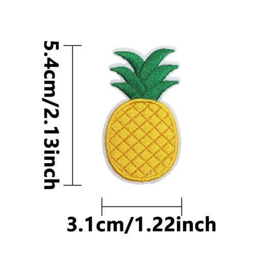 2PCS Embroidery Patches with Pineapple Pattern,Iron-on/Sew-on,1.22 * 2.13inches - style: 2pcs Pineapple Patch