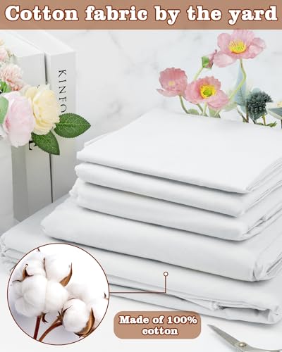 FIVEIZERO 100% Cotton Muslin Fabric by The Yard,59in x 1yd White Bleached Cotton Muslin Cloths–Medium Weight Beige Calico Fabric for Sewing,Quilting,Embroidery,Crafts & Apparel Projects - color: White, size: 1 yard pre cut