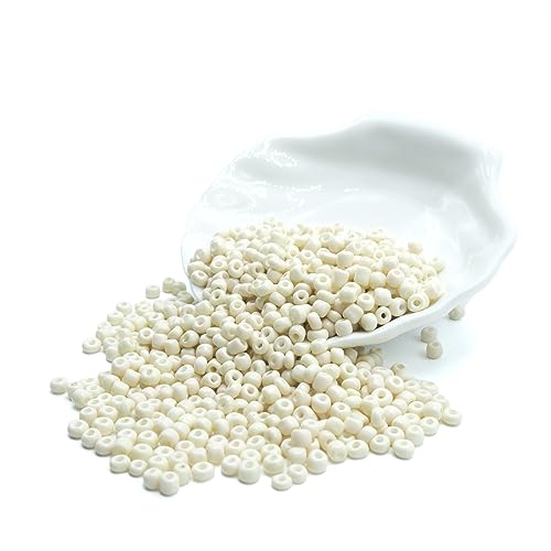 White Craft Glass Pony Beads for DIY Jewelry Making, 4mm 6/0 Colorful Bulk Beads for Bracelets, Necklaces, Rings and Earrings 1000 Pcs - color: White
