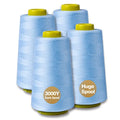 Baby Blue Serger Thread All-Purpose Thread for Sewing, Polyester, 4 Cones of 3000 Yards Each Spool for Sewing Machine - color: 4 Baby Blue