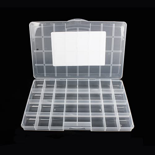 32 Grids Clear Plastic Organizer Box, Craft Storage Container for Beads Organizer, Art DIY, Crafts Jewelry Storage, Fishing Tackles, Rock Collection, 2 Pack - color: 2 Pack