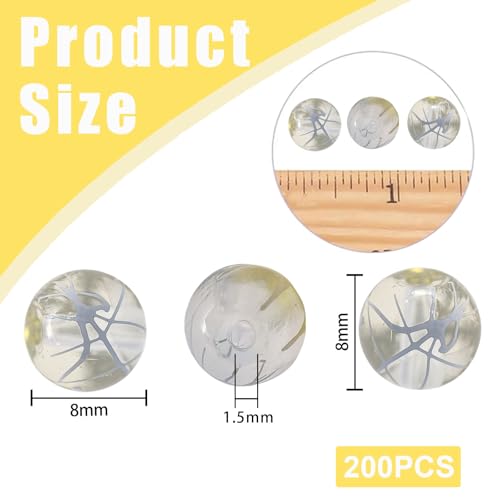 8mm Hand-Drawn Glass Beads Bulk 200pcs Yellow Blue Round - color: Yellow&Blue 8mm