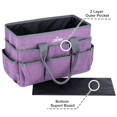 Craft Tote Bag Organizer For Art Storage With Multiple Pockets, Purple - color: Purple