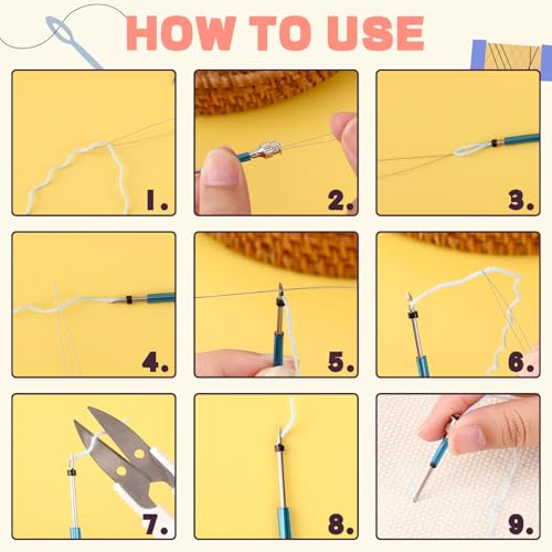 AUGSUN 39Pcs Punch Needle Embroidery Kit Fabric Craft Supplies for DIY Gift