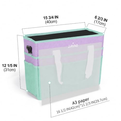 JJRING Craft Organizer Tote Bag Large Art Storage Caddy Green and Purple - color: Green&Purple, size: Large