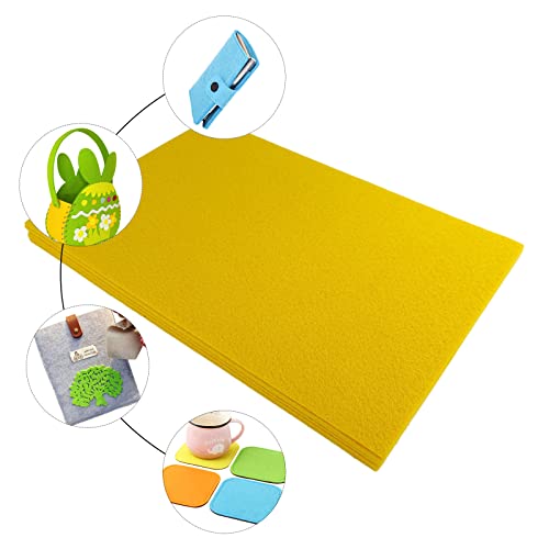 Jtnohx Stiff Felt, 2mm Thick Felt Sheets for Crafts, 8"x12" Hard Felt Fabric Squares 8Pcs for DIY Projects (Yellow) - color: Yellow