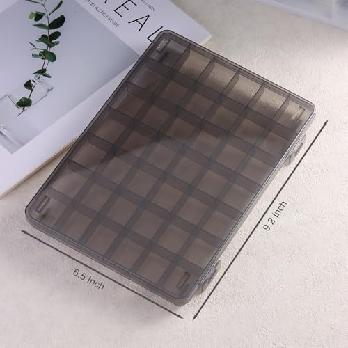 SUTOKAKA 1Pc 42 Grids Clear Plastic Jewelry Organizer Box Large Bead Storage Container with Non-Adjustable Dividers Small Parts Compartment Organizer for Washi Tapes Screws Sewing Threads (Black) - size: 42-1