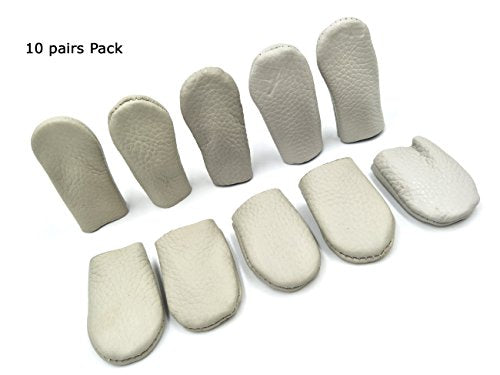 Inton 10 Pair - Needle Felting Leather Gloves Finger Protector Craft Tools Cowhide Leather Thumb Guard Thimble for Protecting Your Fingers Essentially DIY Handmade Grey
