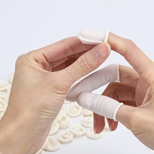 BTYMS 400 Count Latex Finger Cots Small Fingertip Gloves Disposable Finger Rubber Tips Protector Anti-Static - size: Small (Pack of 400)