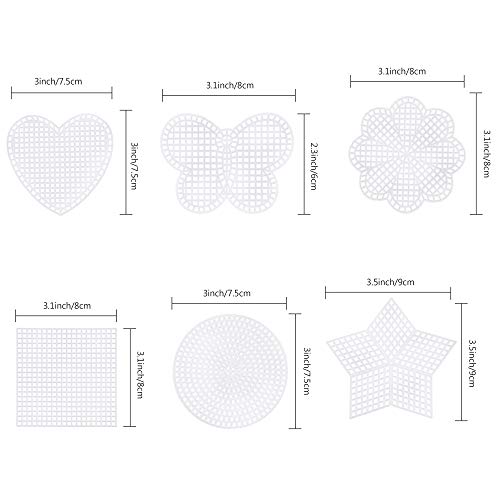 Pllieay 60 Pieces Mesh Plastic Canvas Kit Including Clear Plastic Canvas