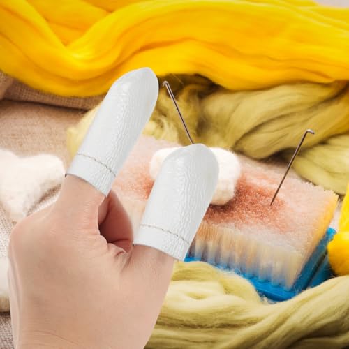 SHINEOFI Felt Finger Cots 20 Pack Leather Finger Protectors for Sewing Guards for Knitting Embroidery Felting Flexible Breathable Covers for DIY Crafts 2.36 X 1.18 X 0.19 in