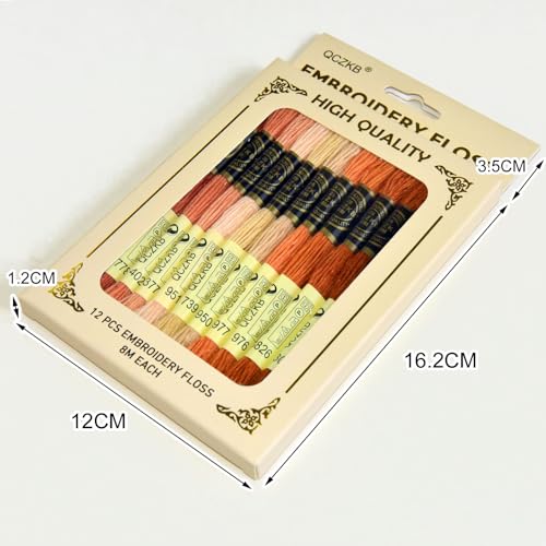 Premium Rainbow Color Embroidery Floss - Cross Stitch Threads - Friendship Bracelets Floss - Crafts Floss - 12 Skeins Per Pack Embroidery Floss,Warm Brown Gradient - color: warm brown Gradient