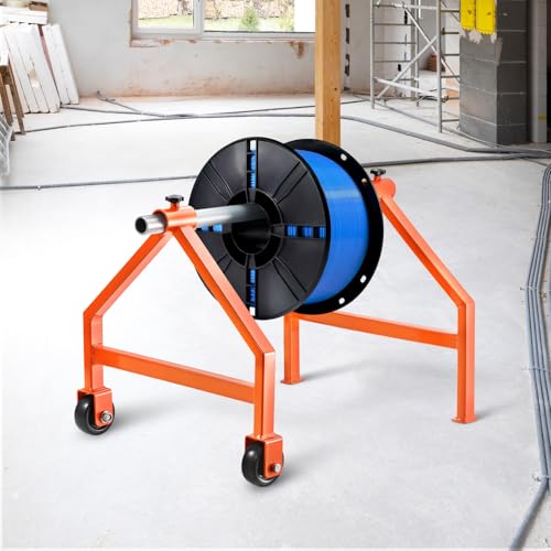 VEVOR Wire Spool Rack, 220 lbs Load Capacity, Portable Cable Caddy, Moveable Wire Rack with Wheels, Spool Holder, Up to 29.9 in Diameter, for Electrical Industrial and Retail Use, Working Efficiency - style: Wire Rack
