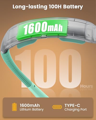 Glocusent Neck Light with Timer, 100 Hours Book Light for Bedtime Reading - color: Mint Green
