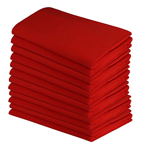DG Collections 100% Cotton Flour Sack Towels – 12 Pack, 27x27 Inches, Red, Lint-Free, Pre-Washed, Hemmed Edges – Reusable Kitchen Towels for Cleaning, Embroidery, Printing & Crafts - Red - color: Red, size: Set of 12 (27x27 inches)