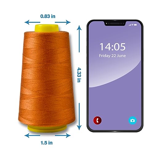 Ginger Serger Thread, All-Purpose Thread for Sewing, Polyester, 4 Cones of 3000 Yards Each Spool for Sewing Machine - color: 4 Ginger