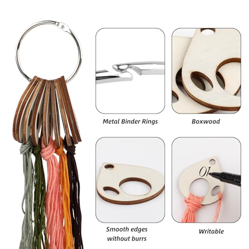 101pcs Wooden Thread Drops,1.97x1.38 Inch Teardrop Embroidery Floss Organizer with Floss Ring Cross Stitch Bobbins for DIY Sewing Storage,Craft Supplies(Style B) - color: Teardrop Shape