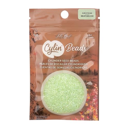 John Bead 25g Cylin Beads Light Green Glow in Dark AB 11/0 Glass Cylindrical Seed Beads for Jewelry Bracelets Necklaces Earrings Making Embroidery - color: Light Green Glow in Dark AB