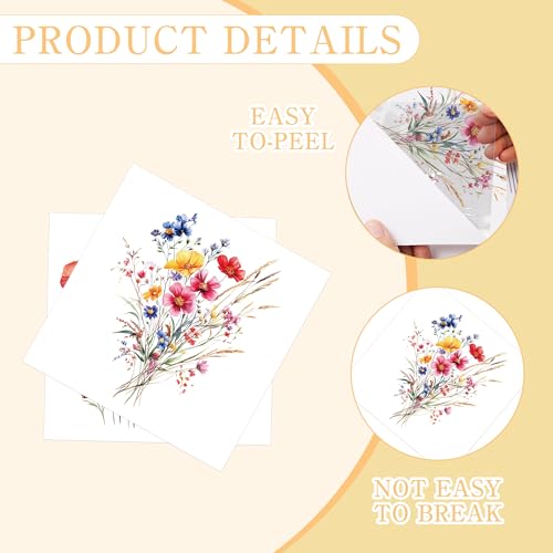 16 Pcs Wildflower Rub-On Transfers for Furniture & Crafts, 6 x 6 Inch - style: Wildflower
