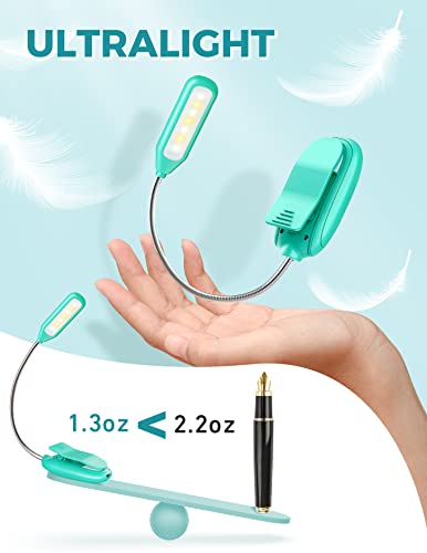 Monotremp Rechargeable Book Lights for Reading at Night, Clip-On 3 Colors - color: Turquoise