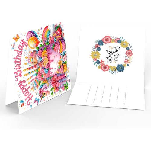 ACSAUMMY Diamond Art Happy Birthday Cards, 6 Pack 5D Diamond Greeting Cards Kits for Adults DIY Diamond Art Birthday Cards with Envelopes Birthday Gifts for Families, Friends, Partners - color: Happy Birthday-6pcs