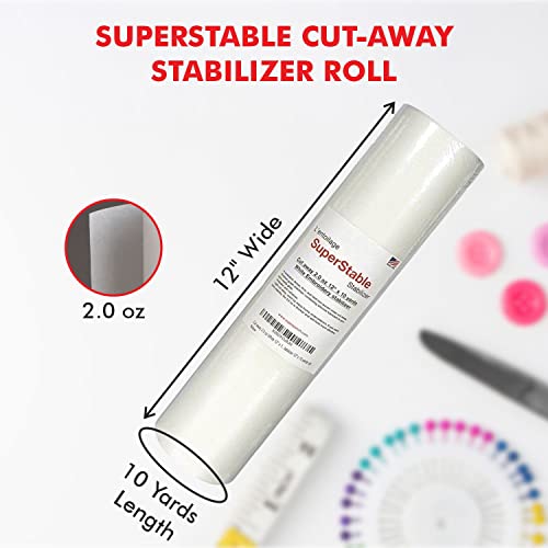 Superpunch Cutaway Embroidery Stabilizer, 2.0 oz, White, 12 in x 10 yd - size: 12" x 10 yards roll