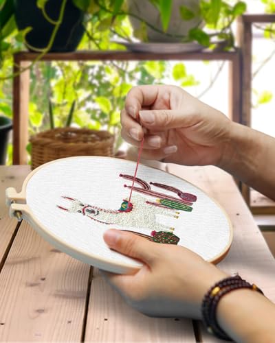TINDTOP Embroidery Kit for Adult Beginners, Embroidery DIY Starter Kit - color: Alpaca
