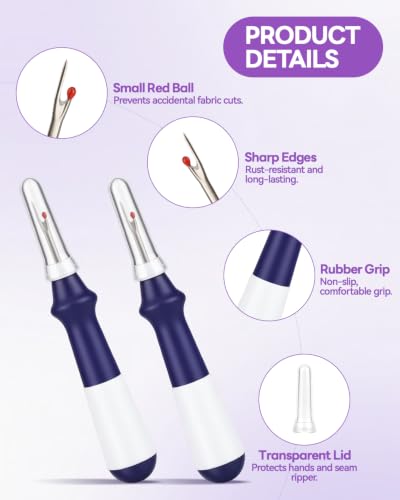 5Pcs Needle and Thread Seam Ripper, Remover Stitch Tool for Sewing/Knitting - color: Dark Blue